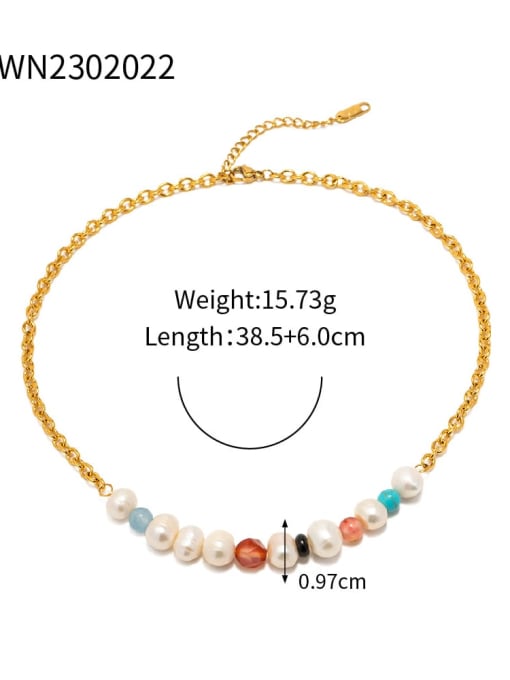 JDWN2302022 Stainless steel Freshwater Pearl Bohemia Beaded Necklace