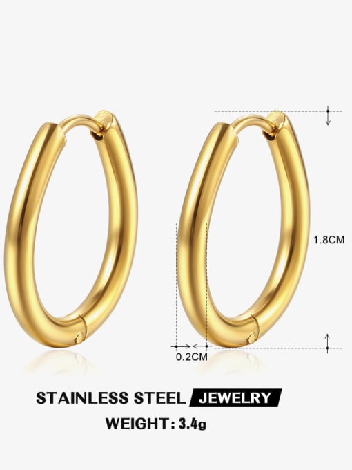 Gold ZN462G Stainless steel Geometric Minimalist Huggie Earring