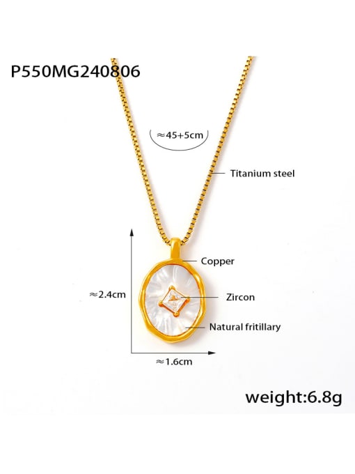 P550 Gold Titanium Steel Shell Geometric Vintage Necklace