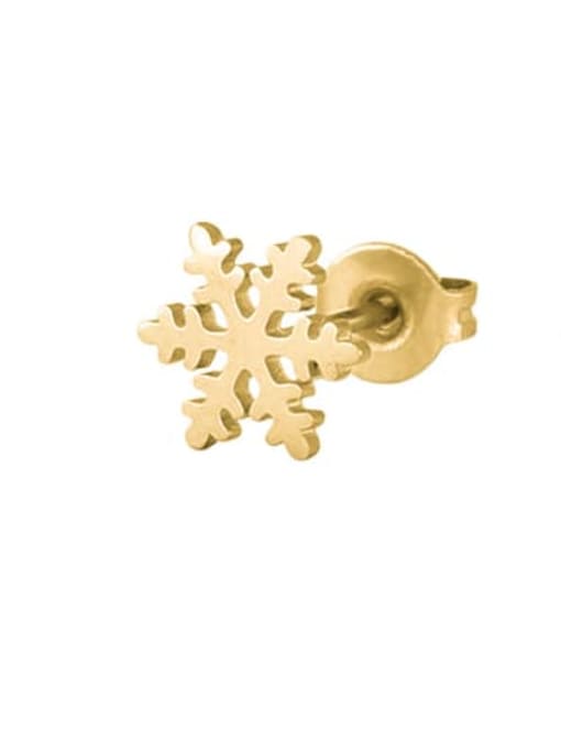 Gold (Single-Only One) Titanium Steel Snowflake Minimalist Single Earring (Single-Only One)