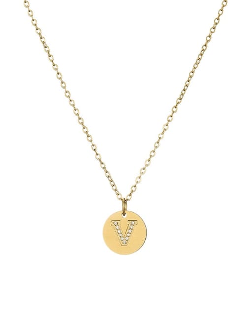 V Stainless steel Letter Dainty Initials Necklace with 26 letters