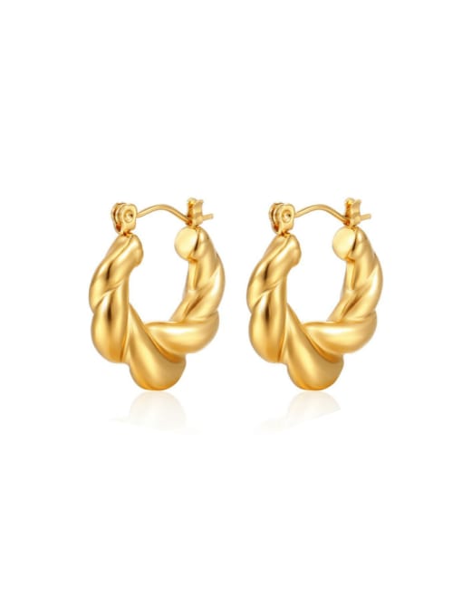 Gold earrings Stainless steel Geometric Hip Hop Huggie Earring