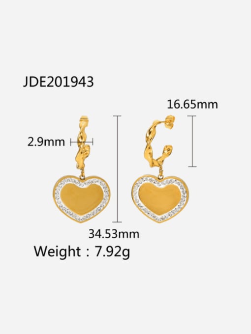 JDE201943 Stainless steel Cubic Zirconia Heart Minimalist Huggie Earring