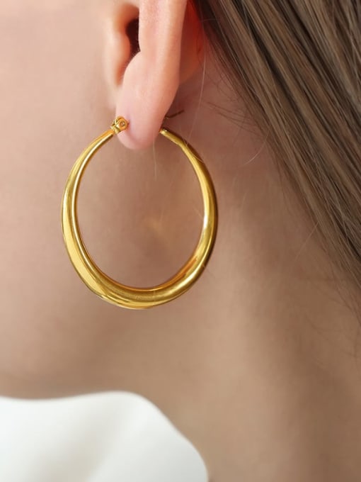 F1170 Gold Earrings Titanium Steel Geometric Trend Hoop Earring