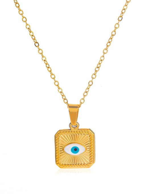 J$L  Steel Jewelry Stainless steel Enamel Evil Eye Vintage Geometric Pendant Necklace 0