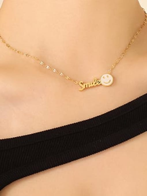 MAKA Titanium Steel Smiley Minimalist  Letter Pendant Necklace 1