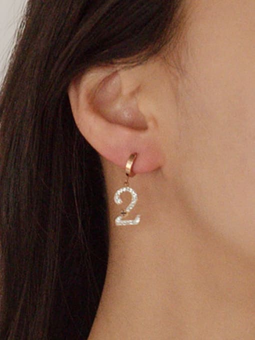 YAYACH Titanium Steel Cubic Zirconia Number Minimalist Huggie Earring 2