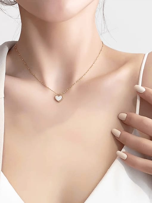 YAYACH Titanium steel Simple Shell love  Heart Pendant necklace 1
