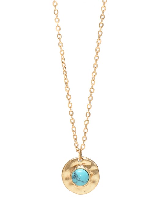 Green Alloy coin turquoise women's necklace European and American fashion clavicle chain