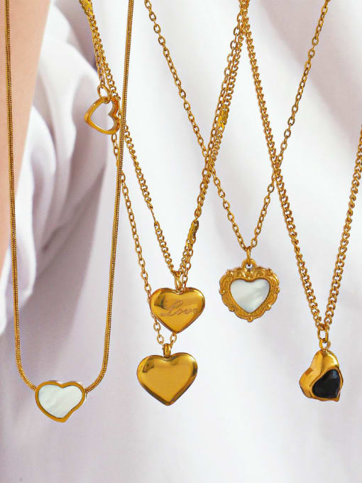 J$L  Steel Jewelry Stainless steel Shell Heart Minimalist Necklace 1