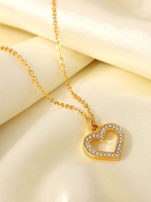 J&D Stainless steel Rhinestone Heart Minimalist Necklace 0