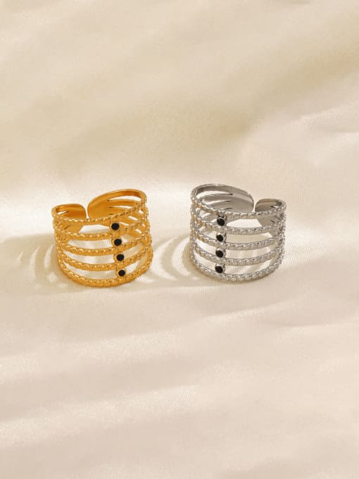 J$L  Steel Jewelry Stainless steel Enamel Geometric Hip Hop Stackable Ring 0