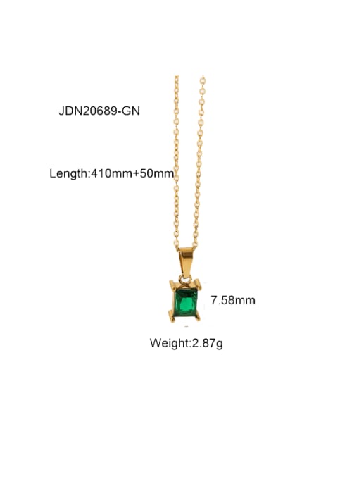 JDN20689 GN Stainless steel Glass Stone Geometric Hip Hop Necklace