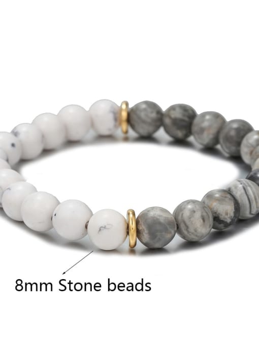 8mm beads Alloy Natural Stone Elastic rope Trend Beaded Bracelet