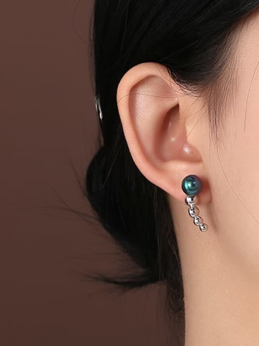 Clioro Brass Imitation Pearl Geometric Minimalist Stud Earring 1