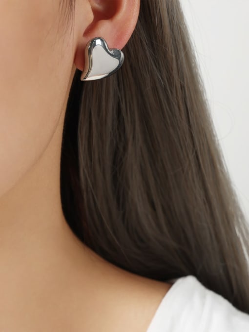 F1072 Small Steel Earrings Titanium Steel Heart Minimalist Stud Earring