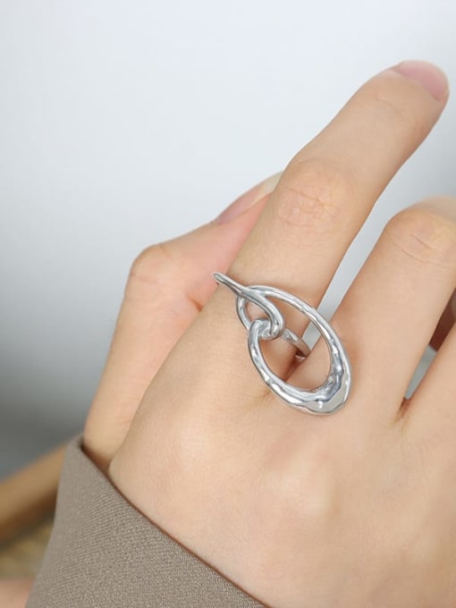 A039 Steel Ring Titanium Steel Geometric Trend Band Ring