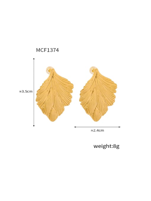 F1374 Gold Earrings Titanium Steel Leaf Minimalist Drop Earring