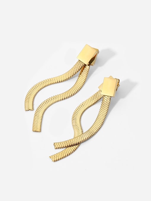 J&D Stainless steel Snake Bone Chain Tassel Vintage Drop Earring