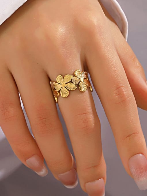 J$L  Steel Jewelry Stainless steel Flower Vintage Band Ring 3