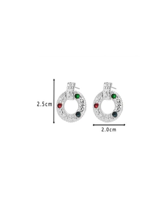 Clioro Brass Cubic Zirconia Round Trend Stud Earring 2