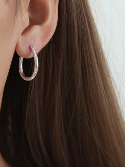 F1183 Steel Color Earrings Titanium Steel Imitation Pearl Geometric Trend Stud Earring
