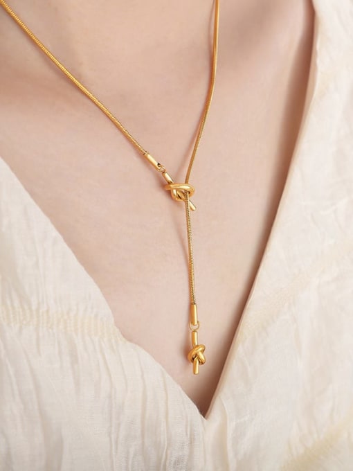 P1555 Gold Necklace 47 +5cm Titanium Steel Tassel Vintage Tassel Necklace