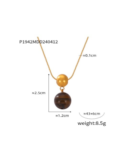 P1942 Golden Necklace Brass Natural Stone Irregular Hip Hop Beaded Necklace
