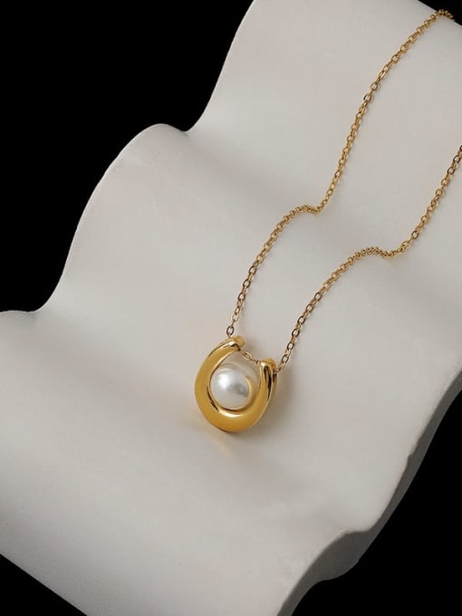 K.Love Titanium Steel Imitation Pearl Locket Dainty Necklace 2