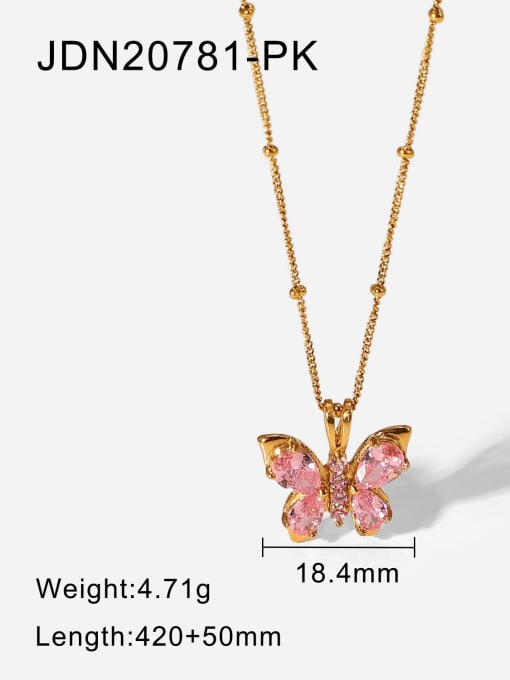 J&D Stainless steel Cubic Zirconia Butterfly Vintage Necklace 2