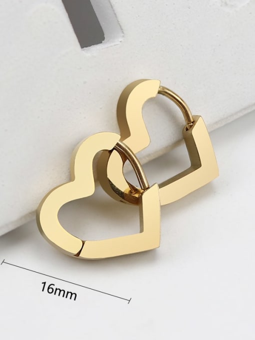 Love gold 16mm one Stainless steel Geometric Minimalist Single Earring(Single-Only One)
