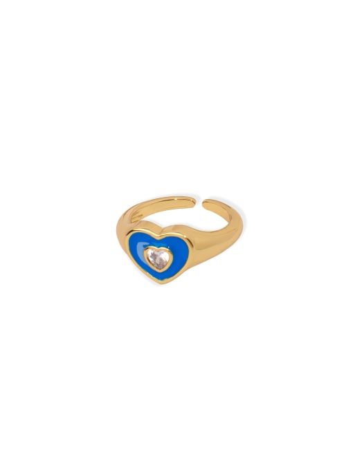 MAKA Brass Enamel Heart Trend Band Ring 0