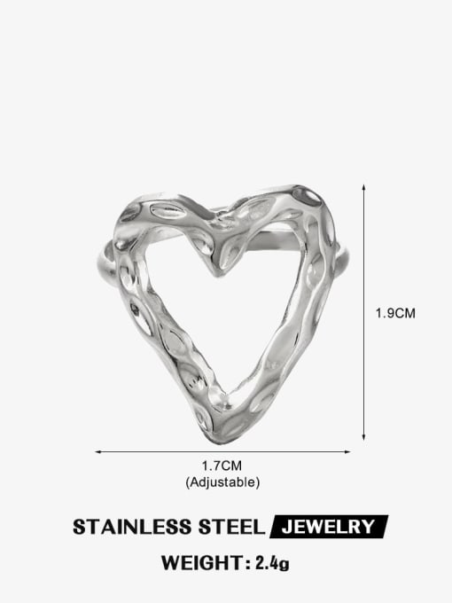 Steel Love Ring Stainless steel Hollow  Heart Hip Hop Band Ring