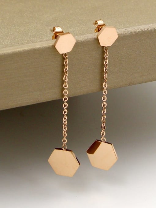 K.Love Titanium hexagon  Geometric Dainty Drop Earring 0