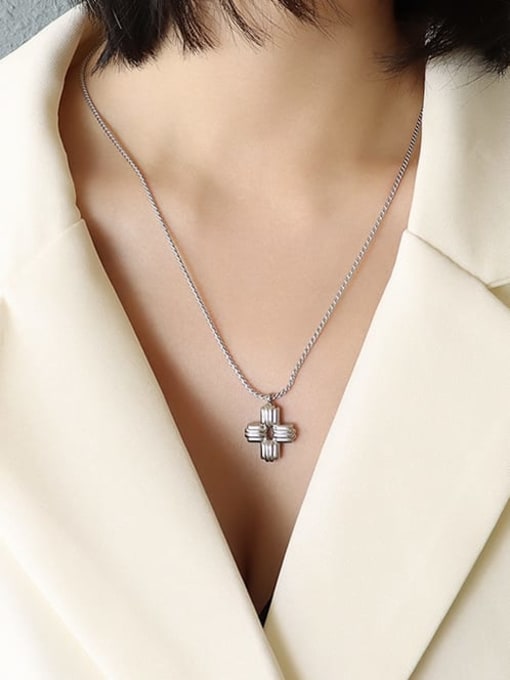 MAKA Titanium 316L Stainless Steel Cross Vintage Regligious Necklace with e-coated waterproof 1