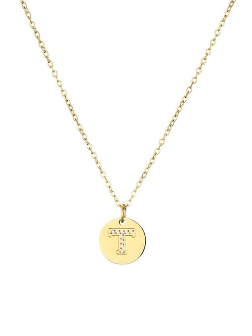 T Stainless steel Letter Dainty Initials Necklace with 26 letters