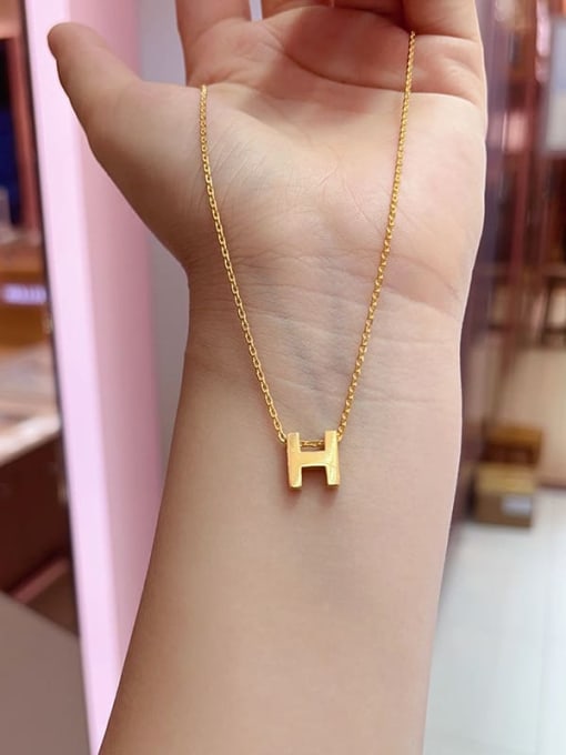 XL108 Mini H Necklace Gold Titanium Steel Letter Minimalist Necklace