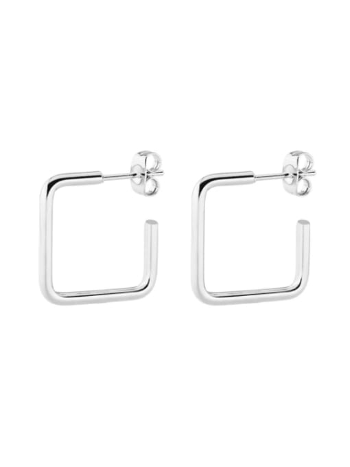 Square steel color (15mm pair) Titanium Steel Geometric Minimalist Huggie Earring
