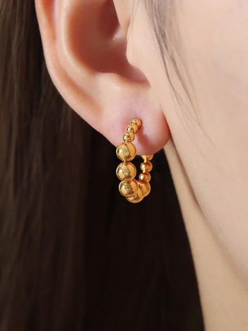 F1126 Gold Earrings Titanium Steel Bead Geometric Vintage Stud Earring