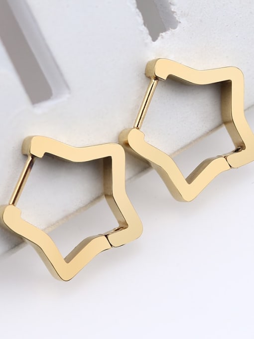 Five pointed star gold one 18mm Stainless steel Geometric Minimalist Single Earring(Single-Only One)