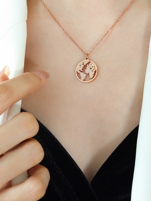 P847 Rose Gold Necklace 39 +5cm Titanium Steel Cubic Zirconia Minimalist Cloud necklace bracelet