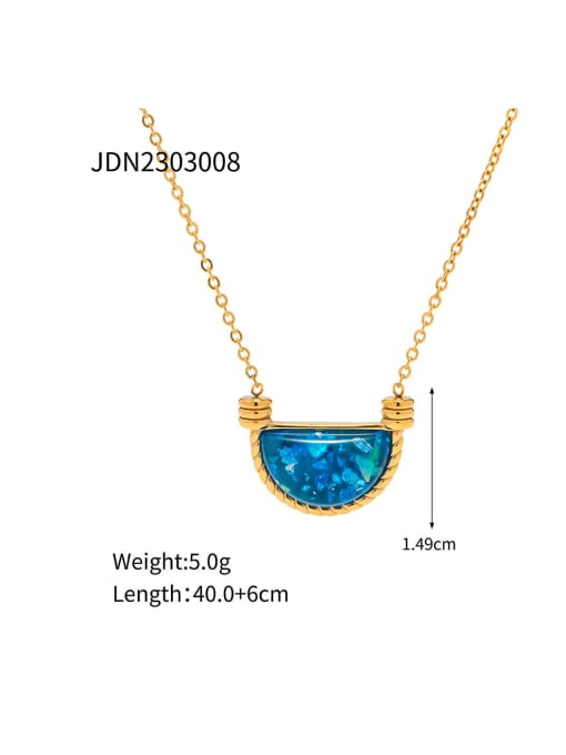 J&D Trend Geometric Stainless steel Resin Blue Earring and Necklace Set 2