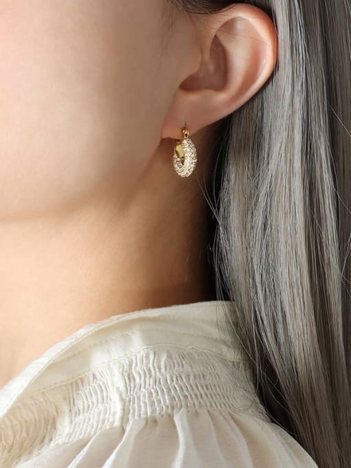 F157 Gold Earrings Titanium Steel Cubic Zirconia Geometric Trend Stud Earring