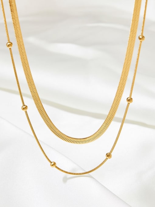 Clioro Stainless steel Snake Bone Chain Minimalist Multi Strand Necklace 0