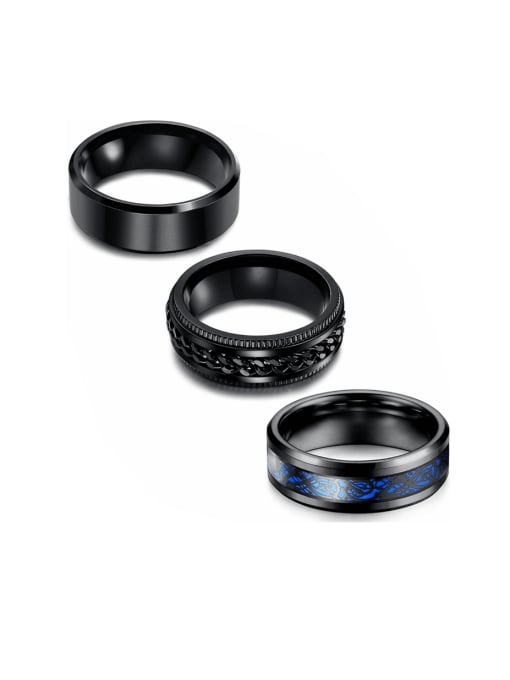 SM-Men's Jewelry Titanium Steel Geometric Hip Hop Stackable Ring Set 3