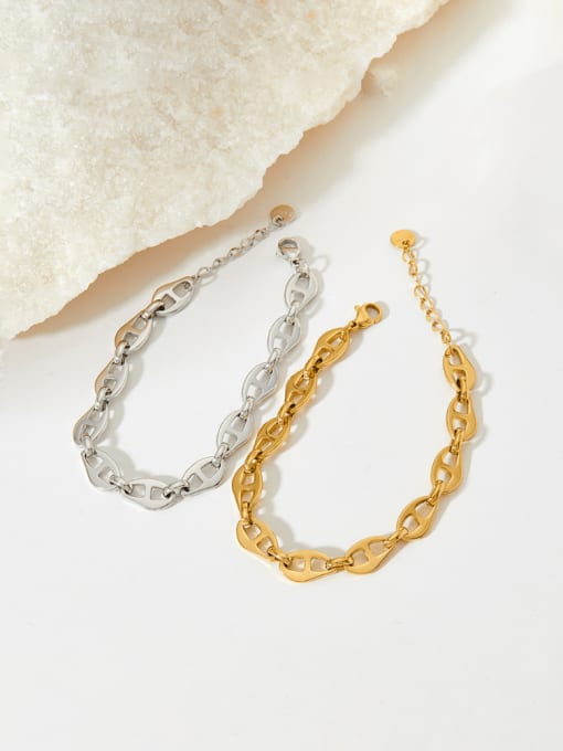 Clioro Stainless steel Geometric Chain Minimalist Link Bracelet