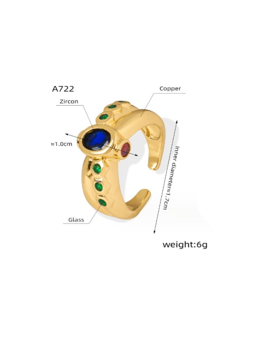 A722 Gold Misset Ring Brass Cubic Zirconia Geometric Hip Hop Band Ring