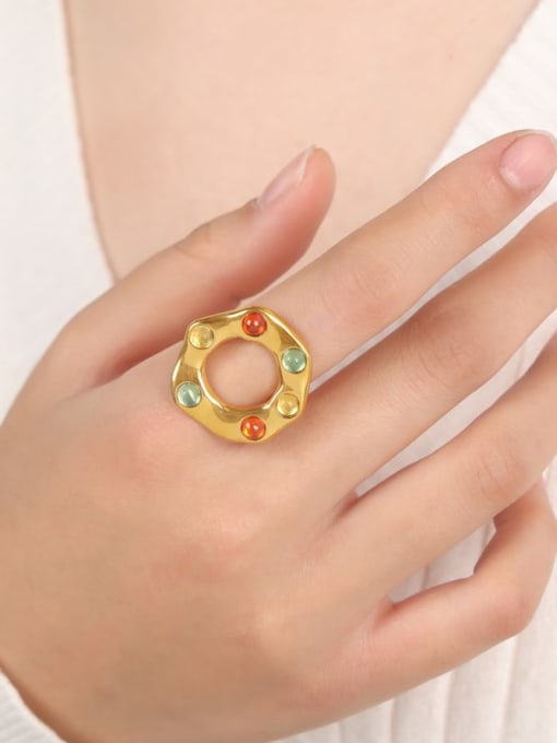 A088 Gold Ring Titanium Steel Geometric Ring
