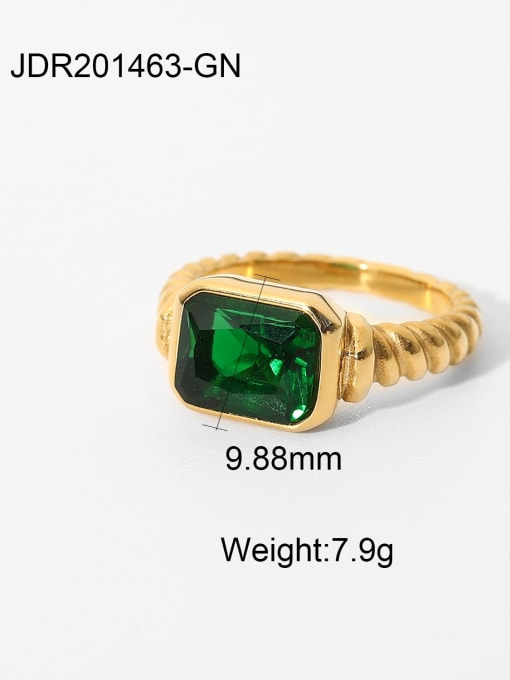 JDR201463 GN Stainless steel Cubic Zirconia Green Geometric Vintage Band Ring