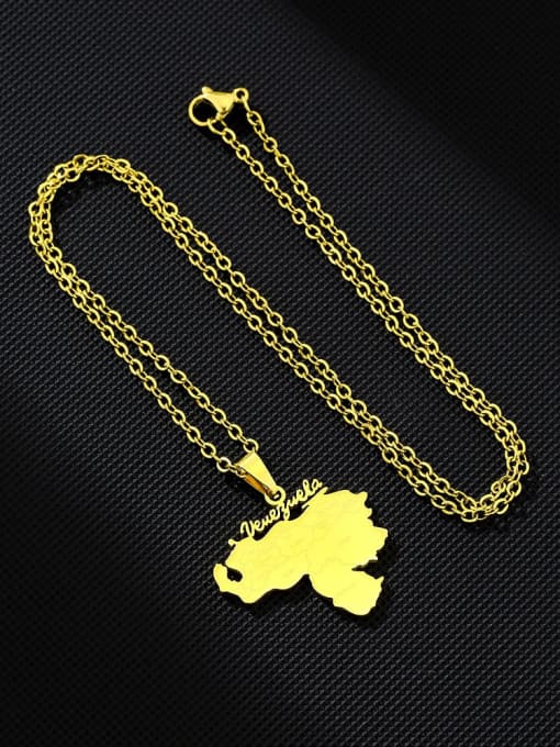 SONYA-Map Jewelry Titanium Steel Medallion Hip Hop Venezuela Map Pendant Necklace 3